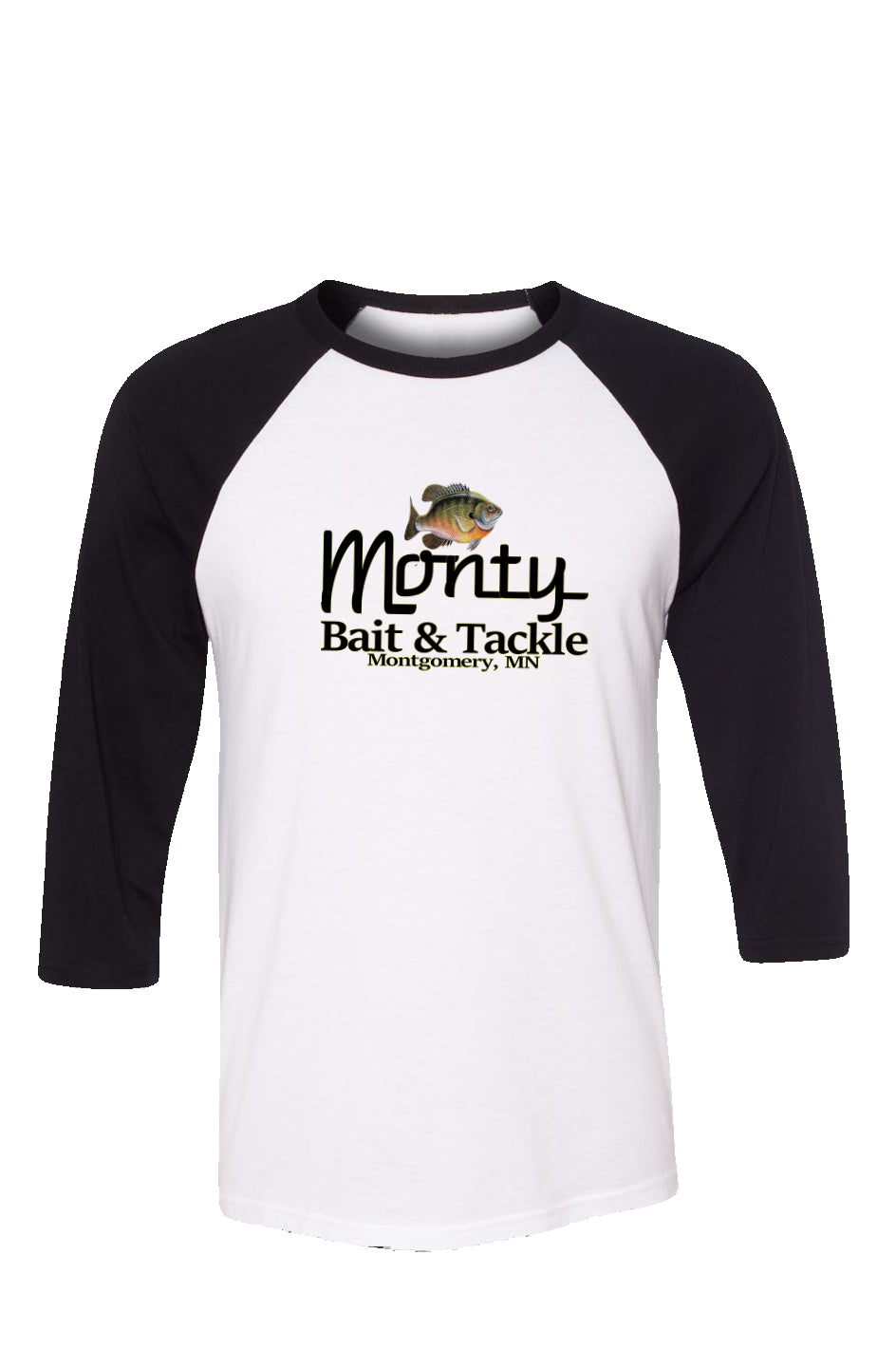 Monty Bait and Tackle Baseball Tee