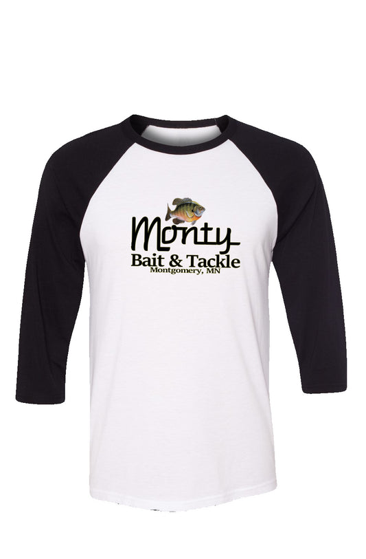 Monty Bait and Tackle Baseball Tee